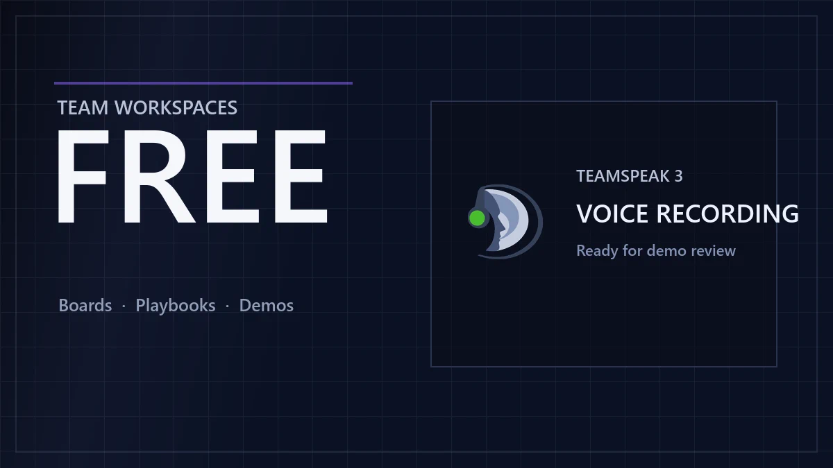 PlaybookFlow Free Team Workspaces and TeamSpeak 3 voice recording release visual